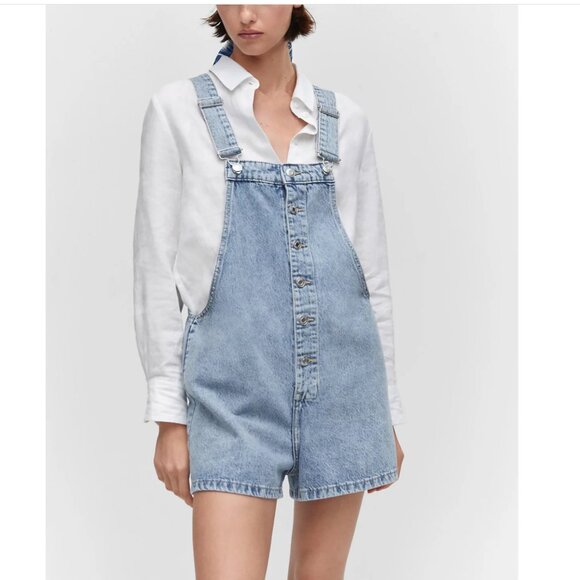 MANGO Denim button down dungarees - Picture 4 of 9